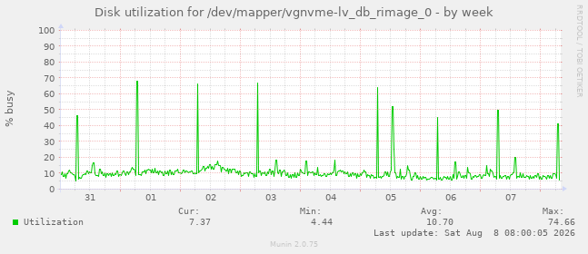 Disk utilization for /dev/mapper/vgnvme-lv_db_rimage_0